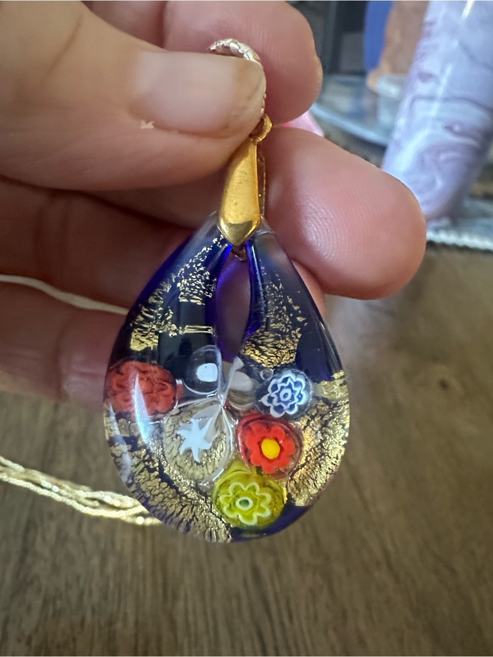 Stamped Murano glass millefiori necklace